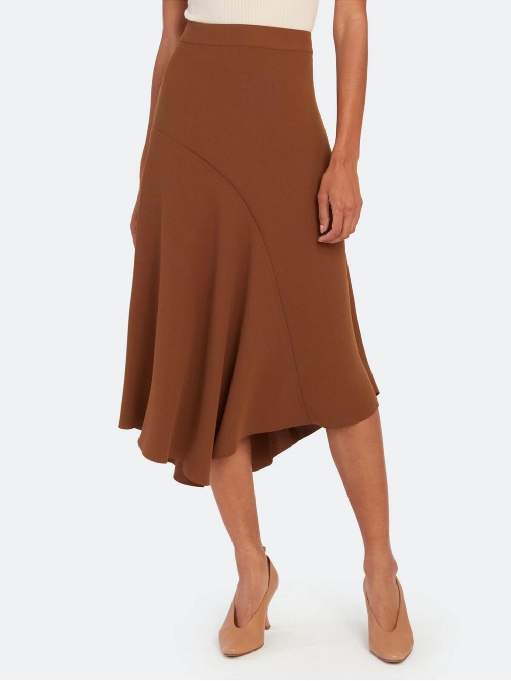 Vince Panel Asymmetrical Midi Skirt - Brown Palo Santo